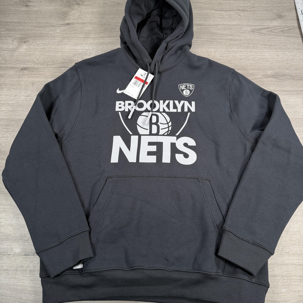 Nike Brooklyn Nets Hoodie Mens Large Black NBA Basketball Pullover Sweatshirt